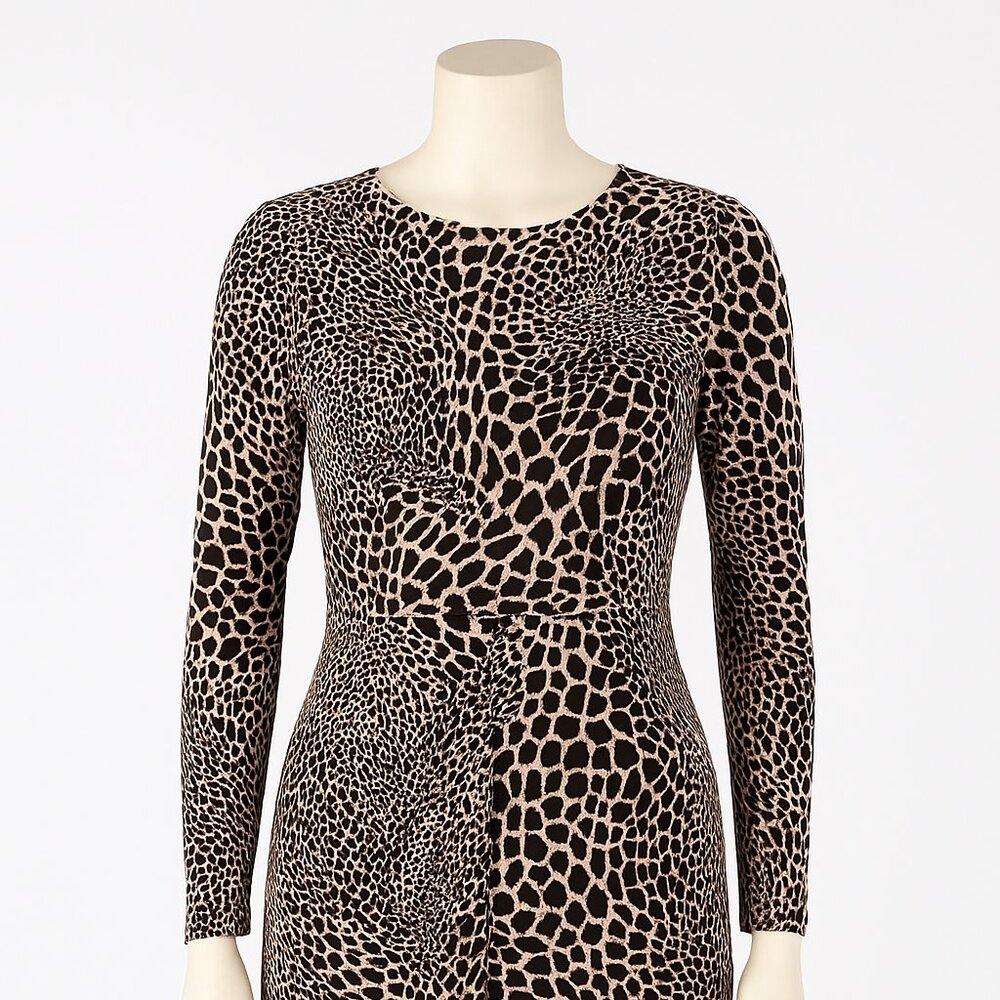 Alfani Animal Print Long Sleeve Midi Dress - Size Large (#388)